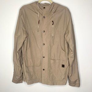 I. SPIEWAK & SONS Beige Tan Hooded High Neck Windbreaker Jacket Sz M‎